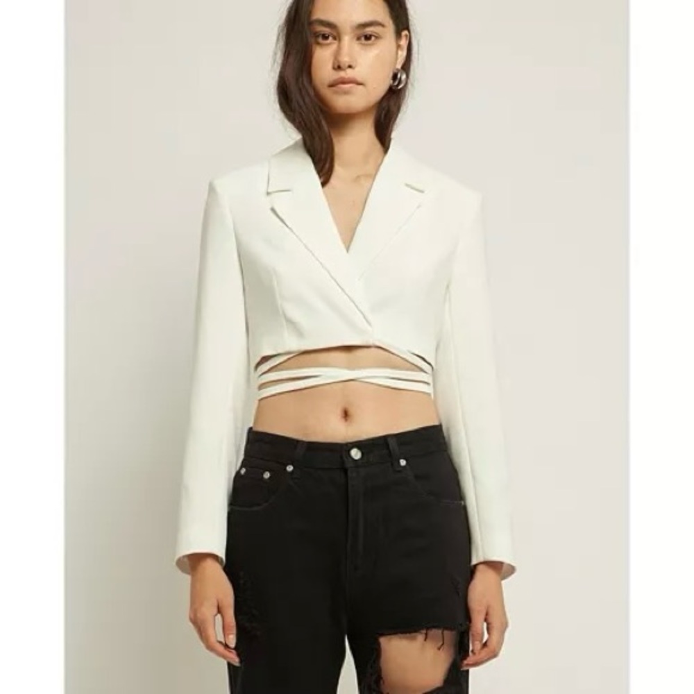 Grey Lab Off-White Blazer Cropped - NWT - Wedding Cover-Up Bridal Bachelorette